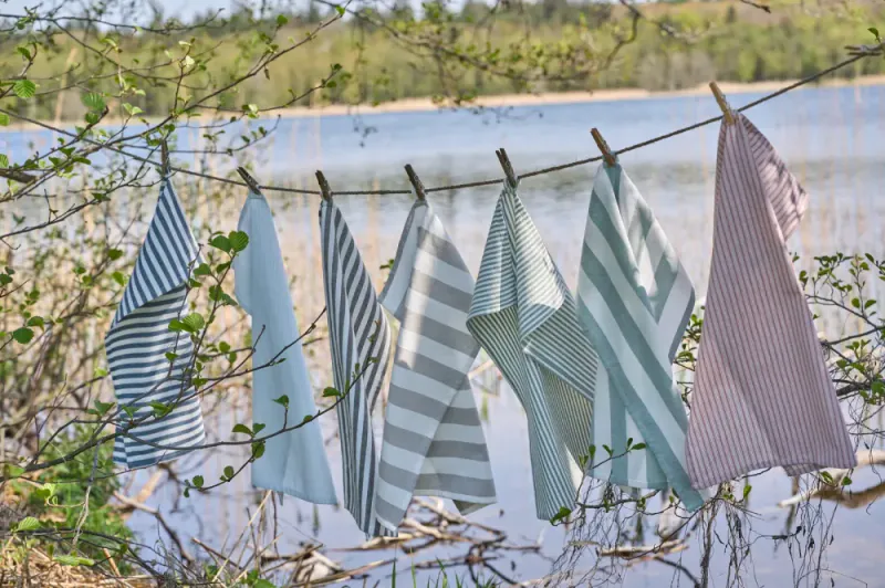 Kjøkkenhåndkle Brede striper Beige