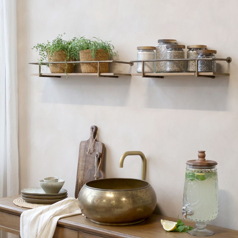 Hylle tre/metall Sett 2 stk